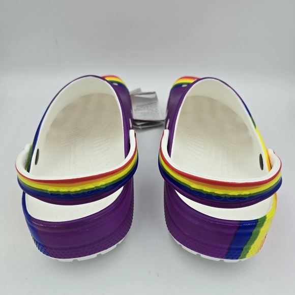 NWT Crocs Classic Rainbow Dye Clogs, Men's 10 / Women's 12 ~ Pride Sandals ~ - Picture 7 of 16